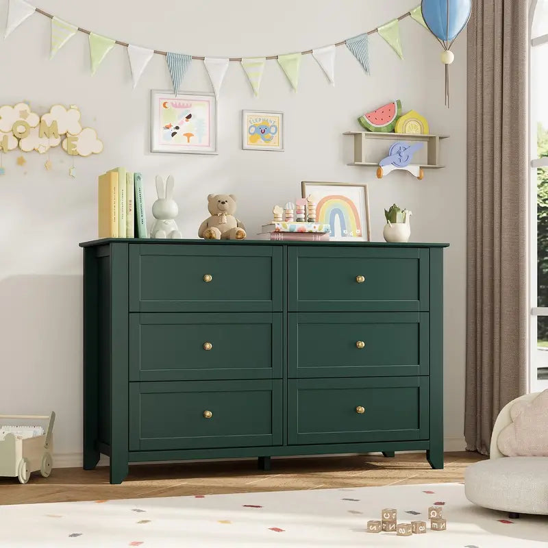 6-Drawer Tall Storage Cabinet, Space-Saving Modern Chest for Bedroom or Closet