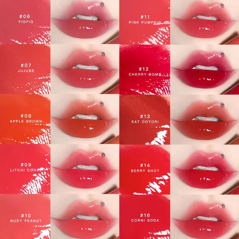 Long-Lasting Lip Tint Set - Juicy Glossy Finish, 12 Shades, Korean Makeup