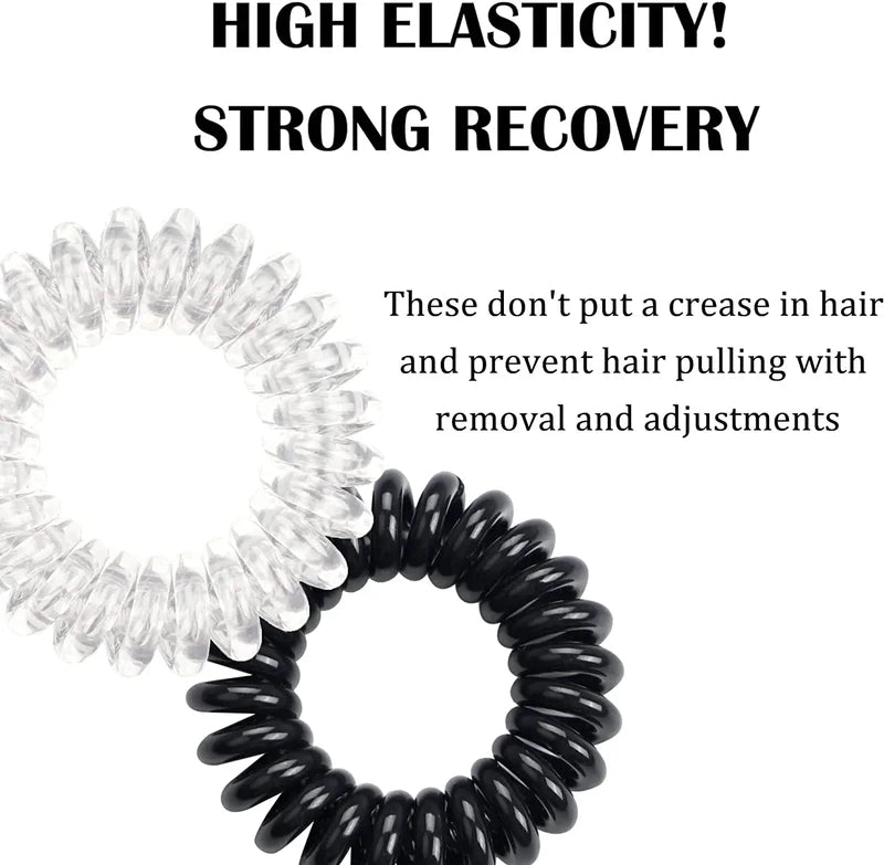 Large Spiral Hair Ties 30mm Coil Hair Bands Waterproof Strong Hold Set