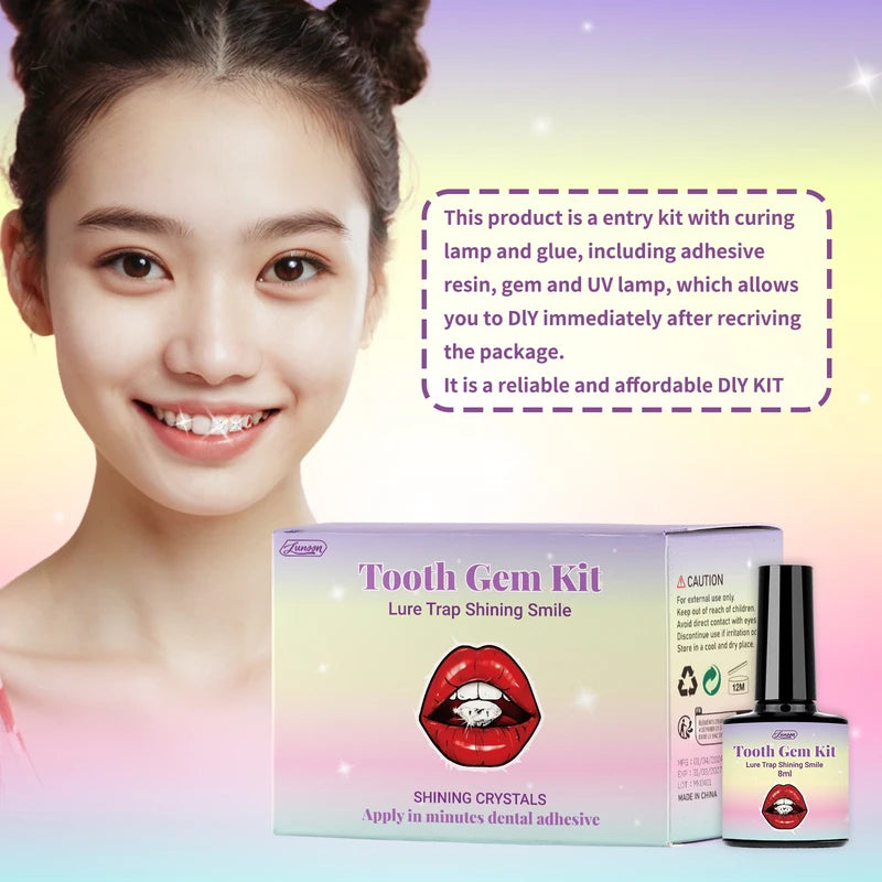 DIY Teeth Gems Kit with Glues and Light - Clear Precious Stone Dental Jewelry