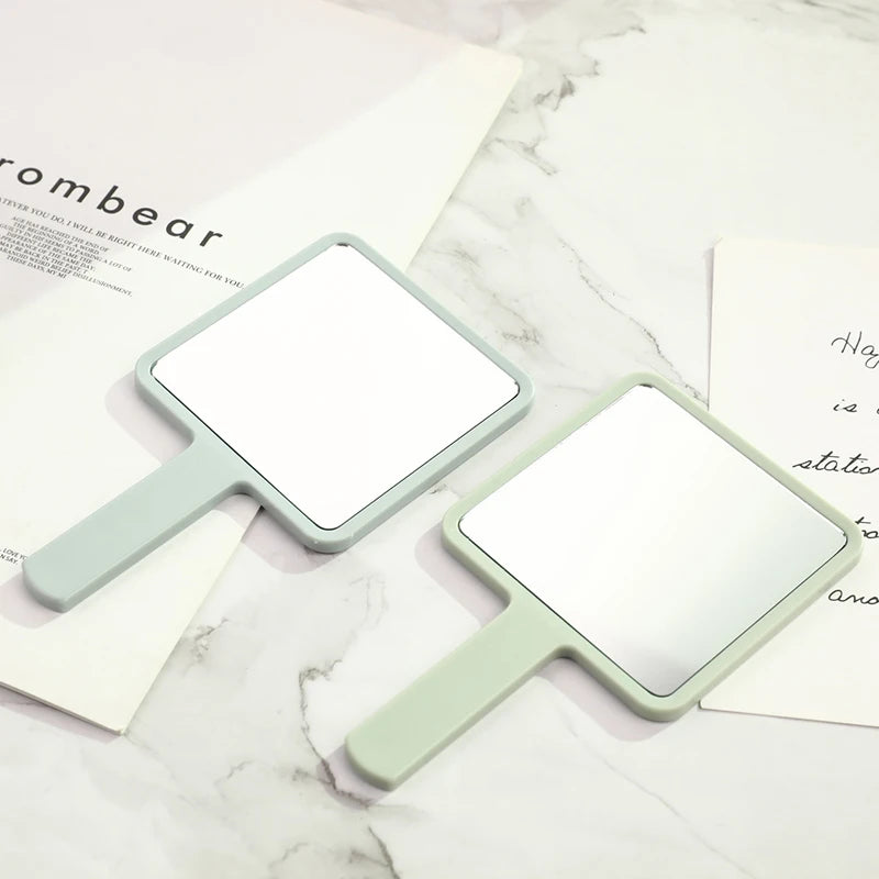 Handheld Makeup Mirror Square Vanity Mirror with Handle for Face & Eyelash Extension