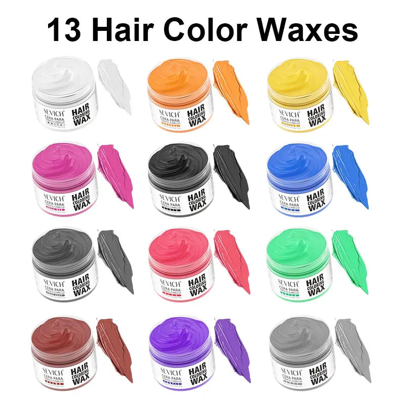 Halloween Hair Colour Wax Set - 13 Vibrant Colors, Easy Wash, DIY Hair Dye