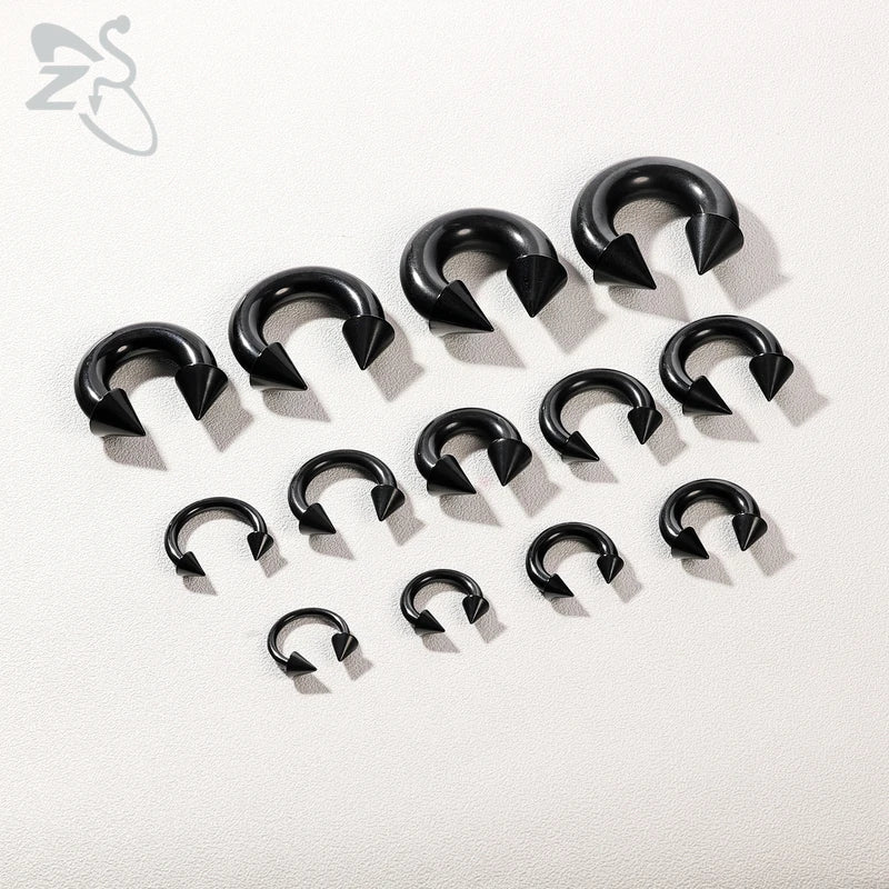 Piercing Nose Ring Barbell Spike Horseshoe Septum Ear Expander 14G-8G