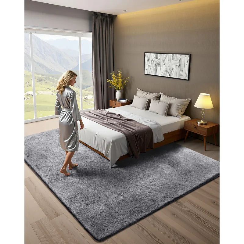 8 x 10 ft Plush Area Rug - Soft Furry Shag Carpet for Living Room & Bedroom