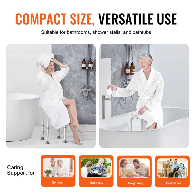 Adjustable Shower Chair for Inside Shower Non-Slip Bathtub Seat Elderly Disabled