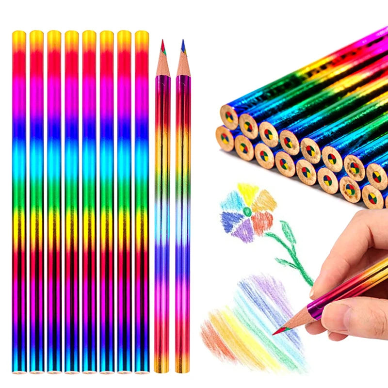 Rainbow Children's Painting Brushes Set - 12-48 Colorful Wooden Art Supplies