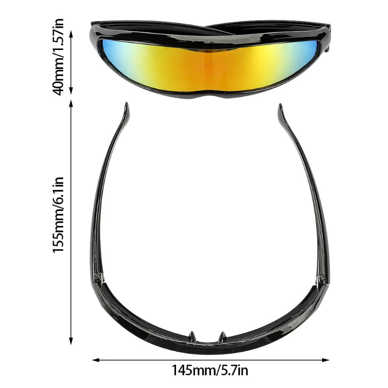Futuristic Narrow Cyclops Sunglasses with Mirrored UV400 Lenses – Costume Eyewear Men