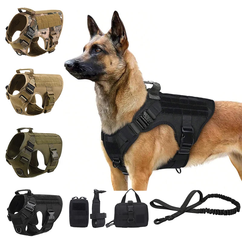 Tactical Dog Harness with Molle Pouches for Medium to Large Dogs - Adjustable Control and Security