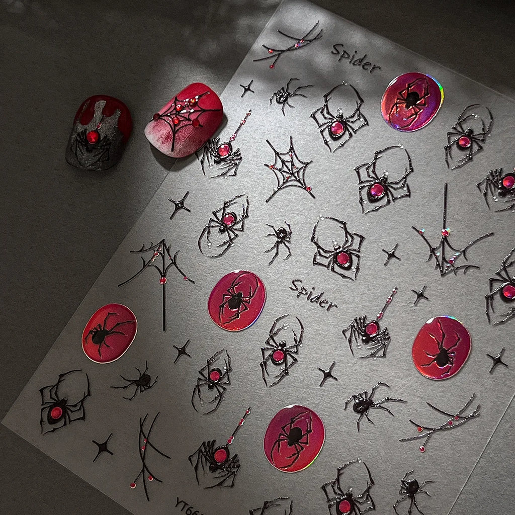 Halloween Skeleton Nail Art Stickers - Dark Evil Style Decorative Manicure Decals