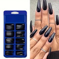 120Pcs Black Cat Eye Fake Nails Glossy Short Square Press-On Manicure Halloween