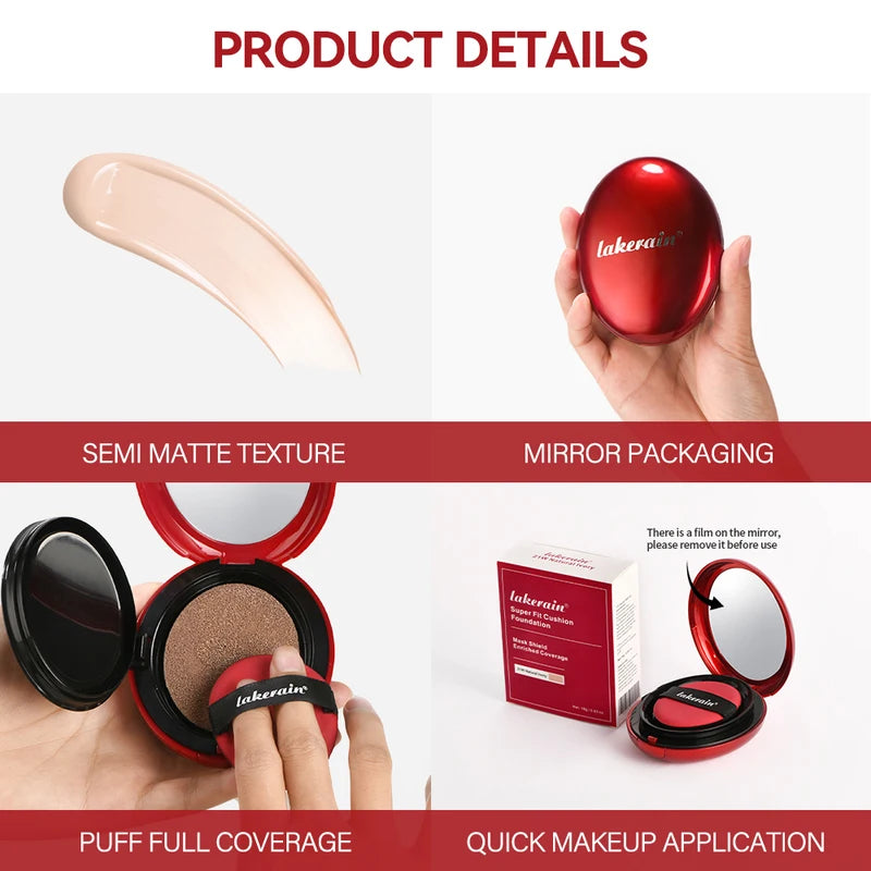 Waterproof Air Cushion Foundation with SPF - Full Coverage, Lightweight, Long-Lasting Makeup
