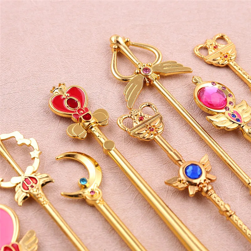 Anime Sailor Moon Makeup Brush Set with Cartoon Magic Wand Design - 8 Pieces