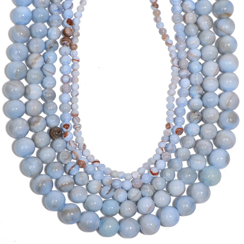 Natural Blue Persian Jade Beads for Jewelry Making DIY Charms & Bracelets - Multiple Sizes