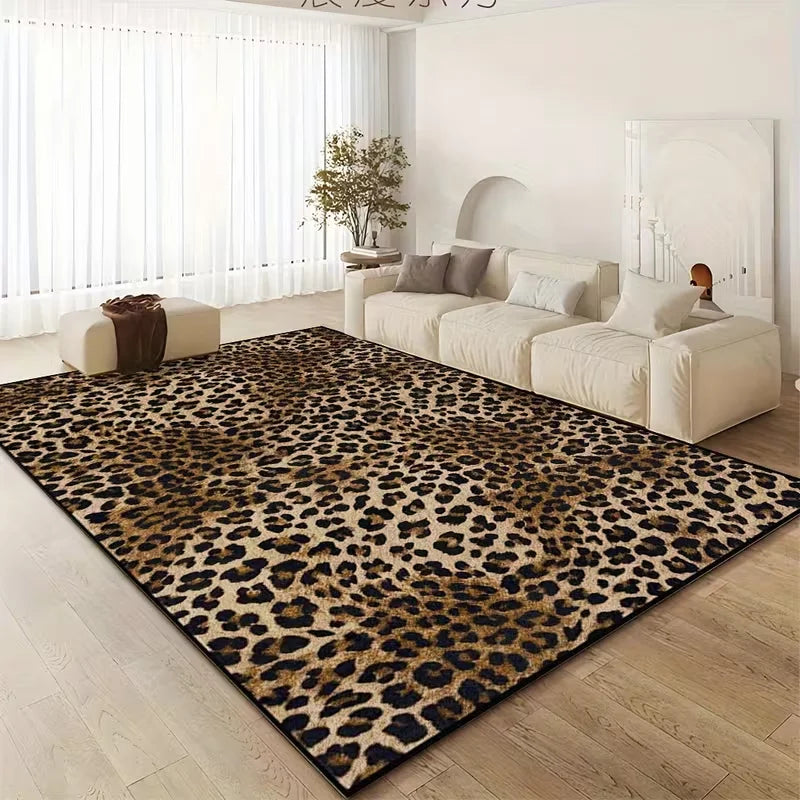 Retro Leopard Print Style Carpet for Living Room Bedroom Home Decor Floor Mat