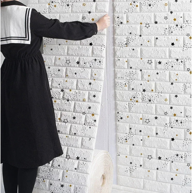 Self-Adhesive 3D Foam Brick Wall Sticker for Living Room & Bedroom