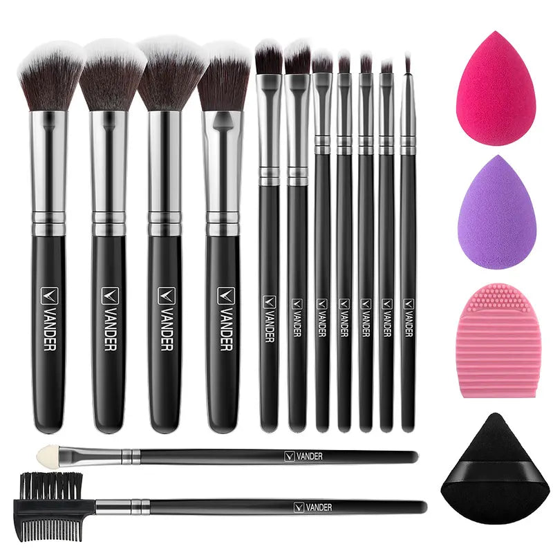 Makeup Brush and Sponge Set - Soft Fluffy Cosmetic Tools for Face & Eyes