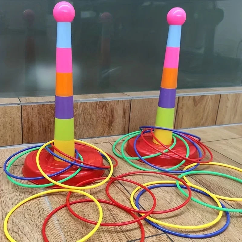 Colorful Hoop Throw Game Set for Kids & Family Outdoor Play - Halloween Christmas Gift