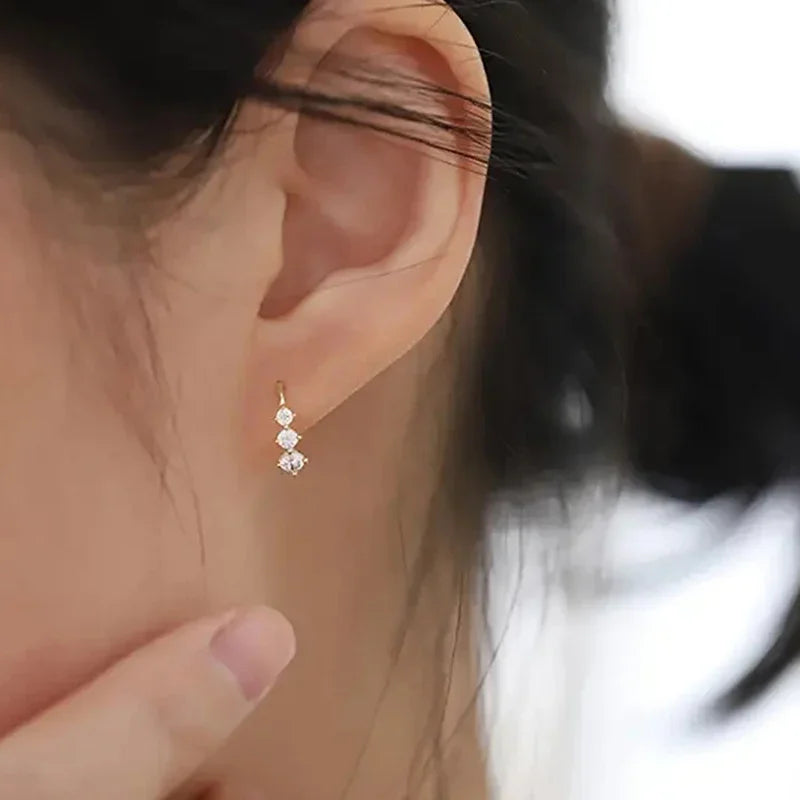 Minimalist Stud Earrings with Cubic Zirconia for Women - Simple Elegant Wedding Jewelry