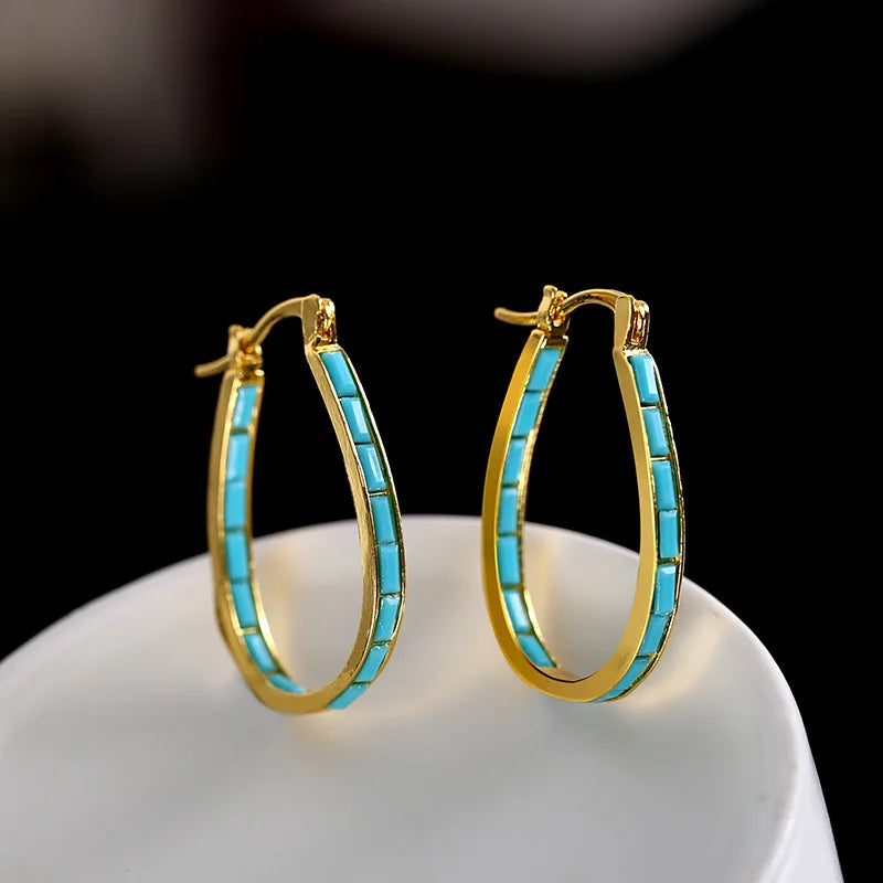 Simple Gold U-Shaped Hoop Earrings for Women Bohemian Jewelry Gift