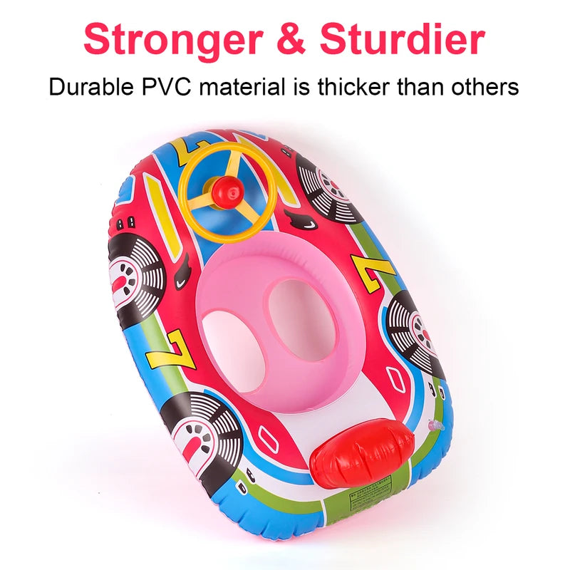 Kids Car-Shaped Inflatable Pool Float Ring Seat for Summer Water Play