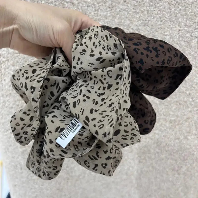 Vintage Leopard Print Large Scrunchie for Women & Girls Hair Accessories
