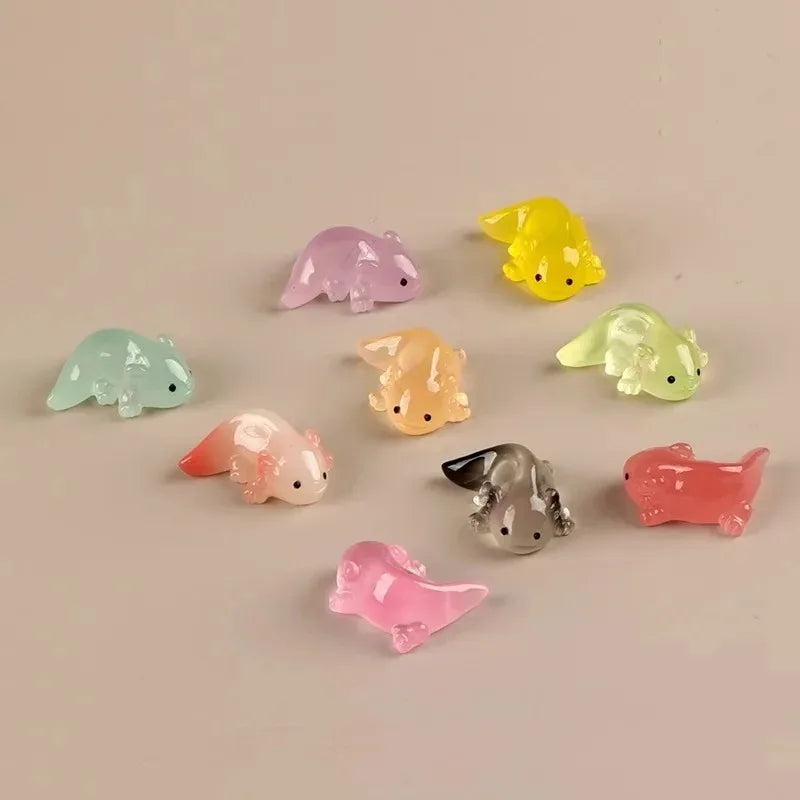 10Pcs Colorful Luminous Mini Salamander Aquarium Decor & Dollhouse Figurines