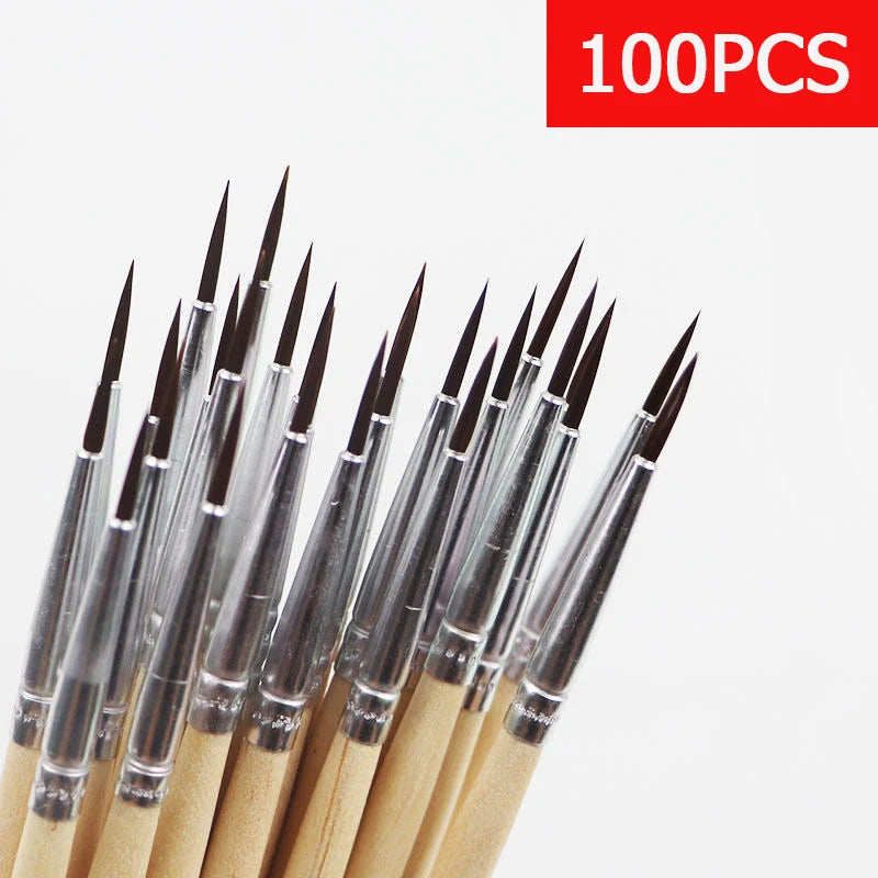 100 Pcs Fine Line Watercolor Brushes - Long Hair Art Painting Pen Set