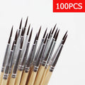 100 Pcs Fine Line Watercolor Brushes - Long Hair Art Painting Pen Set