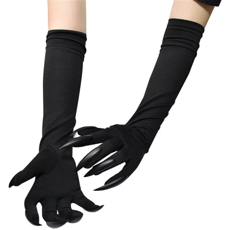 Halloween Cosplay Long Nail Gloves 40cm Spandex Ghost Claw Stage Performance