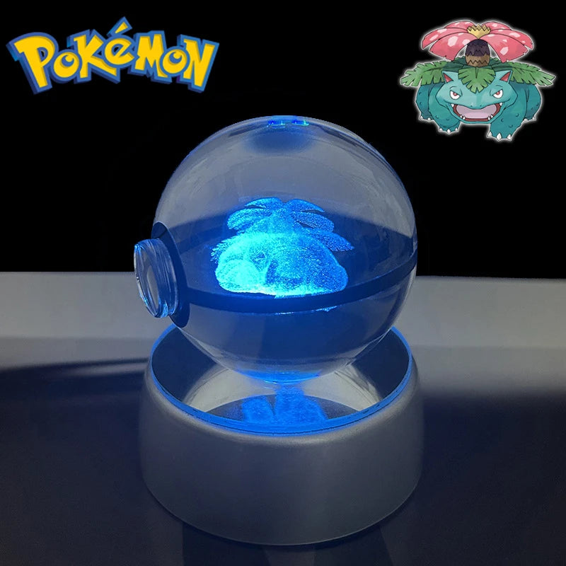 Pokemon 3D Crystal Poke Ball Night Light LED Lamp Toy Figure Set - Multiple Colors