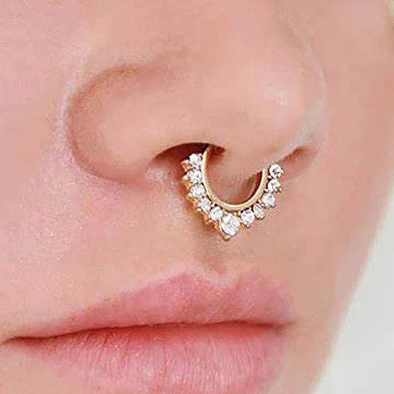 Fake Nose Septum Ring Clip On Hoop Jewelry for Women - Faux Non Pierced Earrings