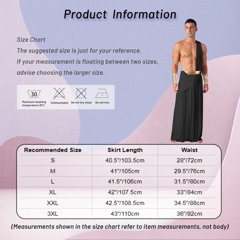 Mens Greek Roman Toga Costume Gladiator Warrior Dress Halloween Cosplay