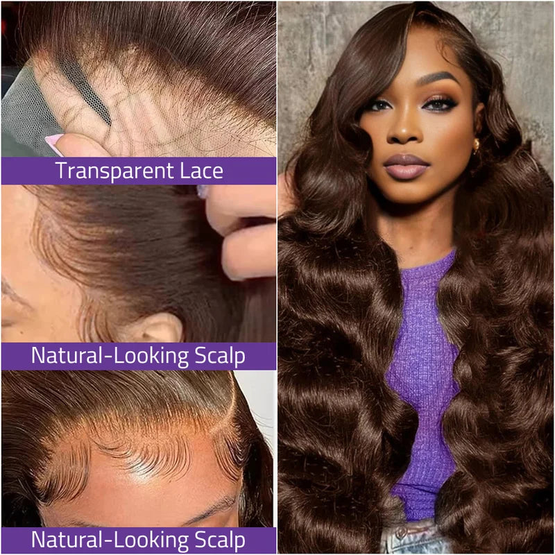 36 Inch Human Hair Wigs with HD Lace Front Brazilian Body Wave for Women - Preplucked & Thick