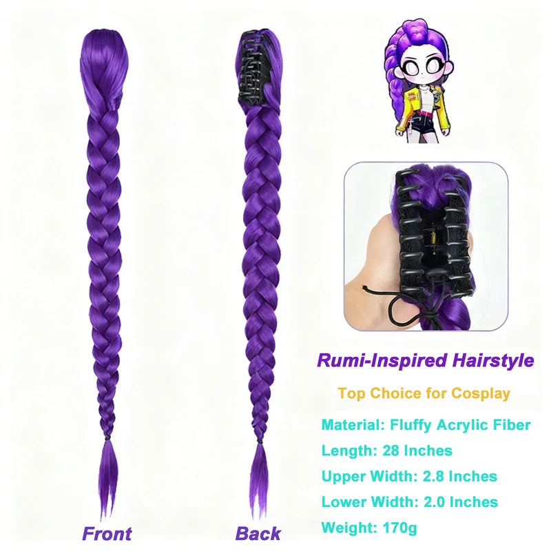 Synthetic Braided Ponytail Hair Extensions for Kids & Girls - Long Costume Hairstyle with Clips