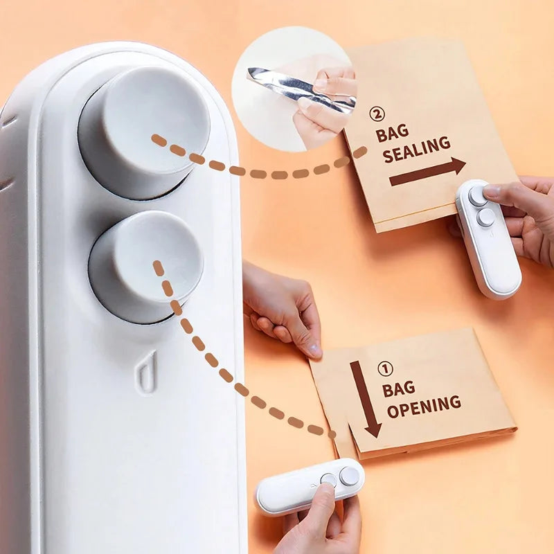 Portable Rechargeable 2-in-1 Bag Sealer & Cutter - Food Storage Tool