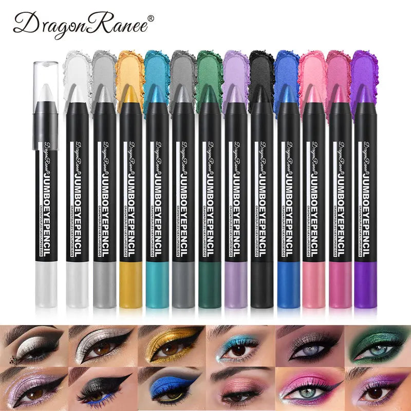 Waterproof Metallic Glitter Eyeshadow Pencil Stick - 12 Colors, Long-Lasting Highlighter Pen Makeup Tool