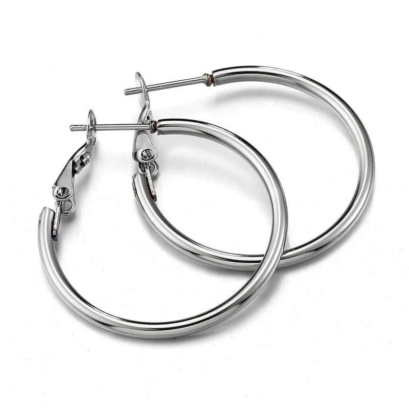 Stainless Steel Hoop Earrings Set - Large Round Earrings for Women Jewelry Making DIY