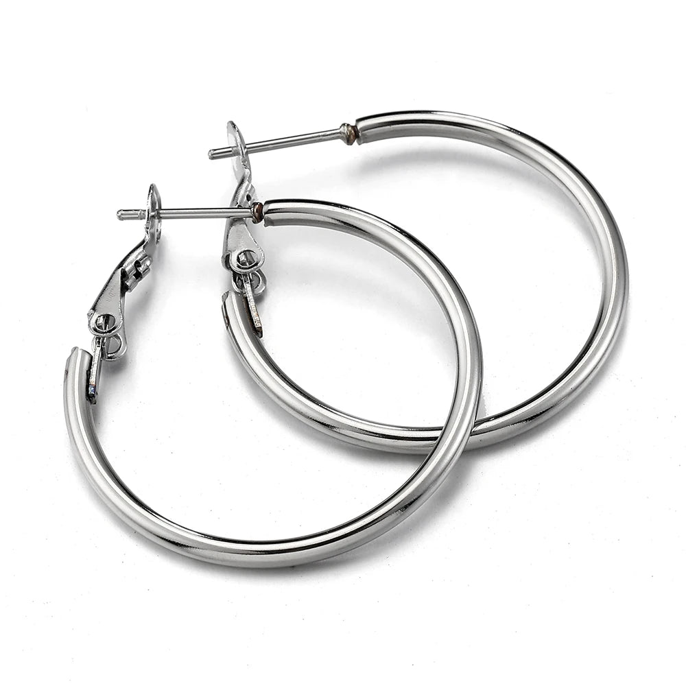 Stainless Steel Hoop Earrings Set - Large Round Earrings for Women Jewelry Making DIY