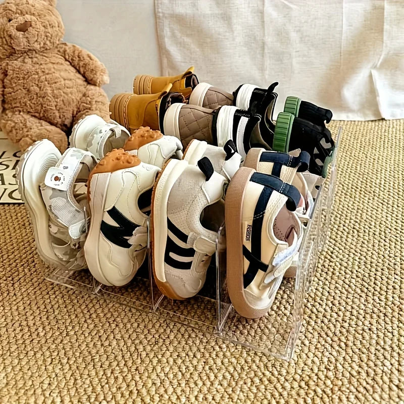 Transparent Multi-Layer Baby Shoe Rack - Space Saving Standing Organizer