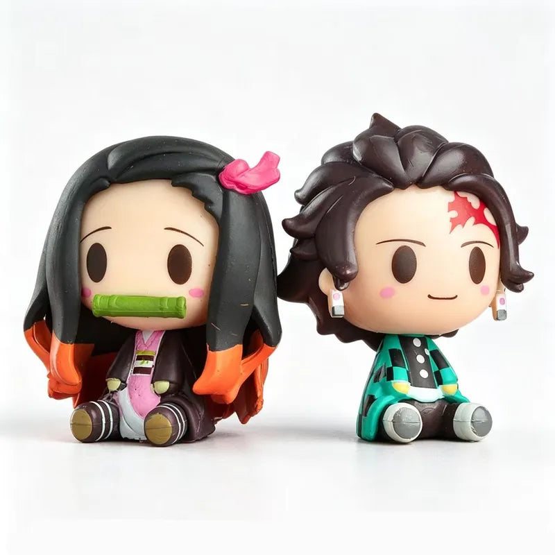4Pcs Demon Slayer Action Figures Set Tanjirou Nezuko Zenitsu Collectible PVC Toys