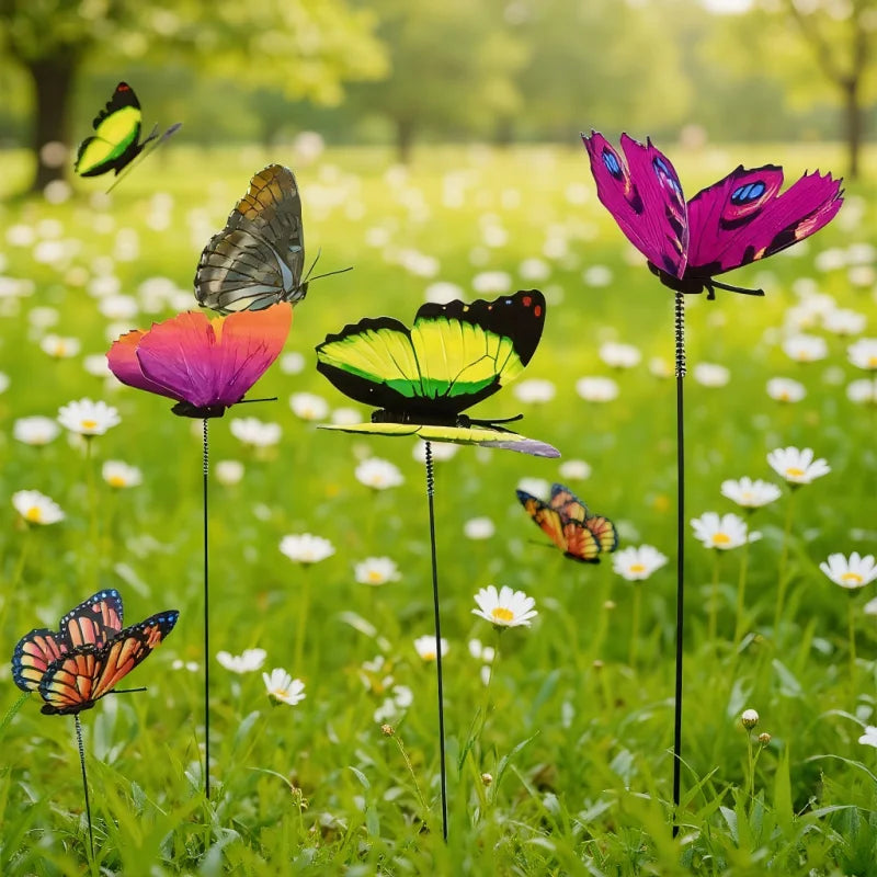Glow In The Dark Butterfly Stakes - 24 Outdoor Garden Lawn Decor