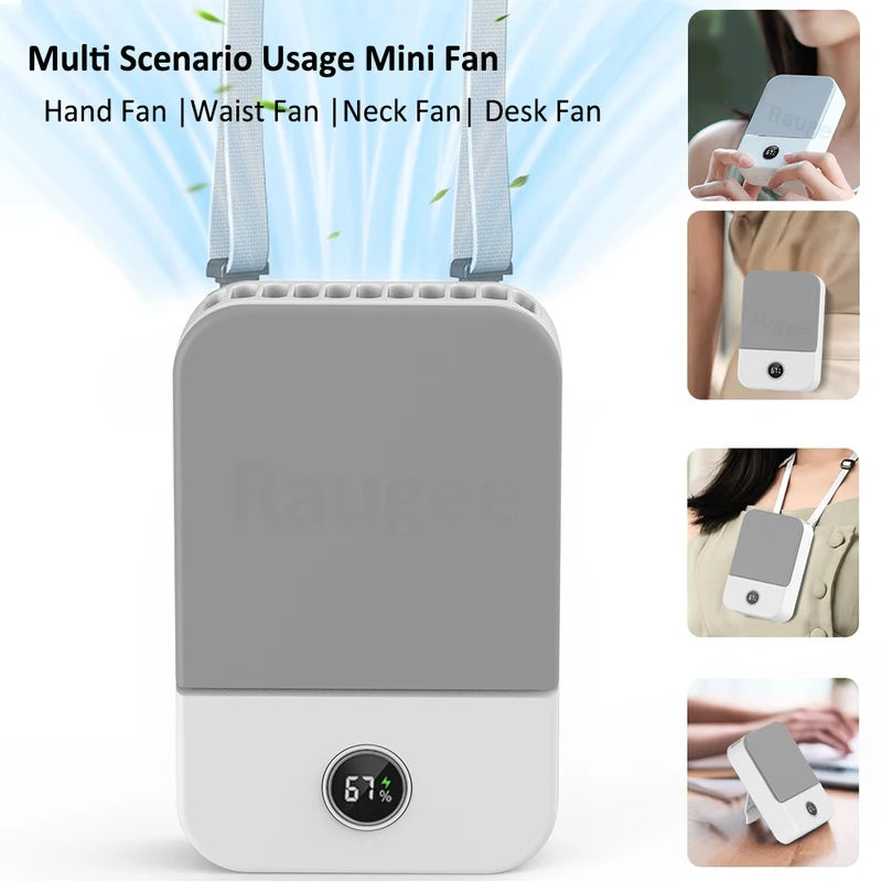 Portable Neck Fan with 3 Speed Settings, USB Rechargeable Personal Air Cooler