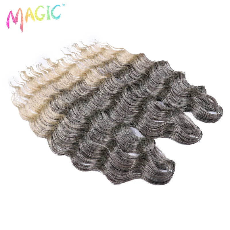 Water Wave Braiding Hair Extensions - Ombre Blonde, Deep Curl, 24 Inch Afro Twist