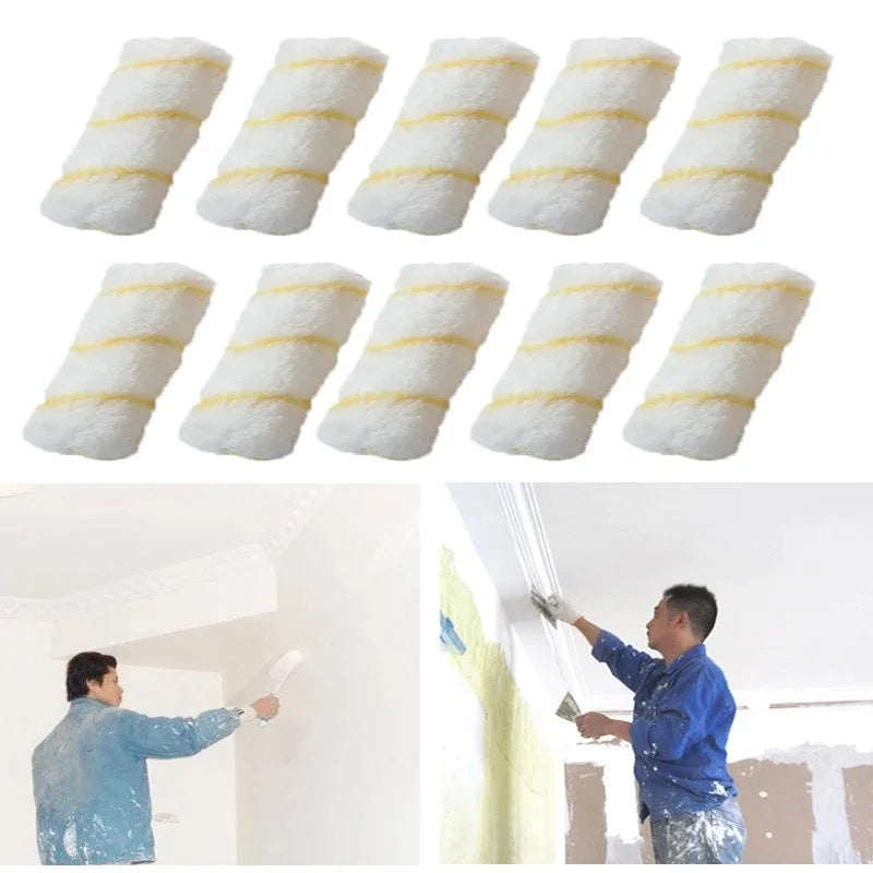 10pc Paint Roller Brush Set with Dense Bristles for Walls Cabinets Doors