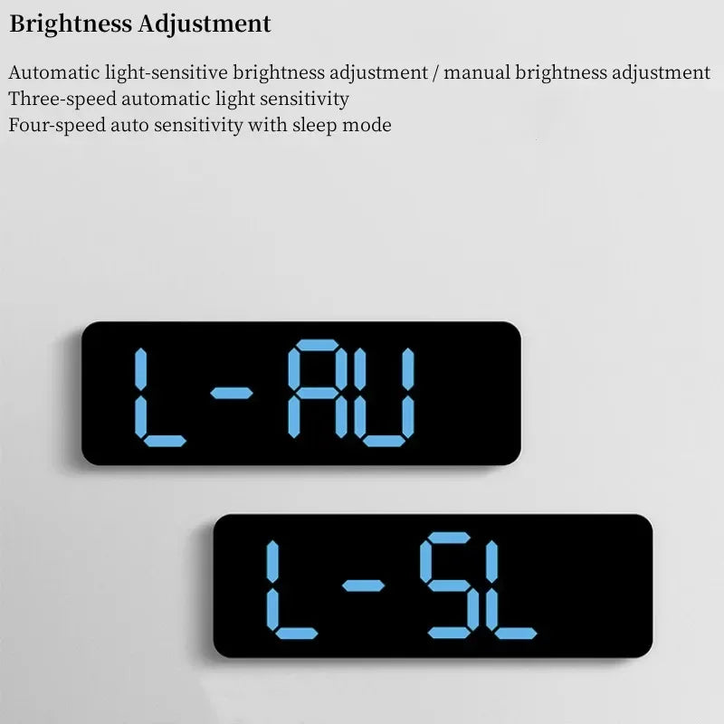 Large Digital Wall Clock with Temperature & Humidity Display, USB Powered, Auto Dimming