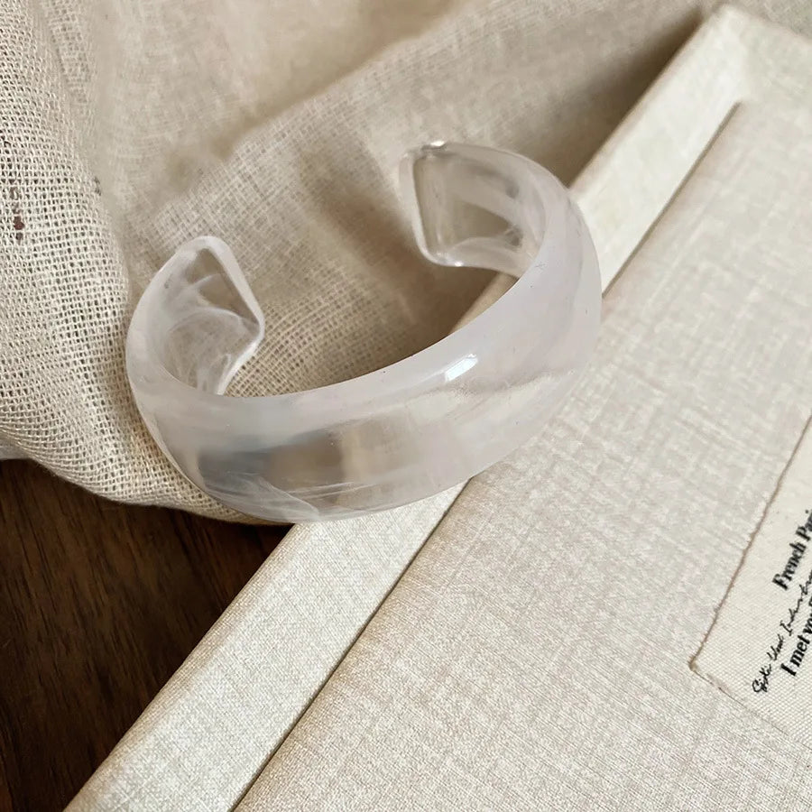 Minimalist Open Bangle for Women - Shiny Acrylic Jewelry, Elegant & Trendy