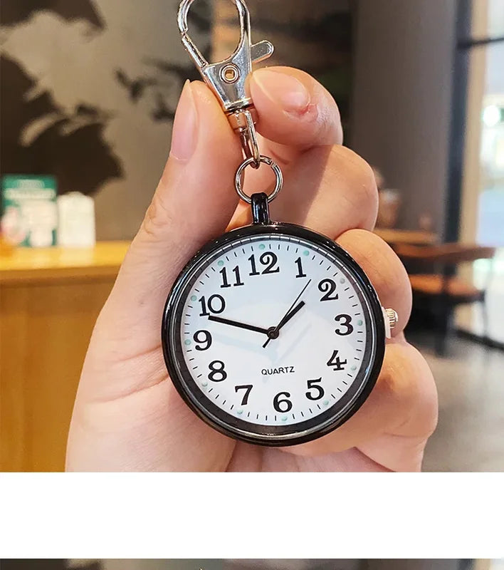 Miniature Quartz Pocket Watch with Keyring for Nurses, Doctors & Kids