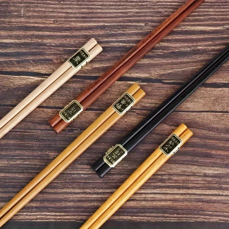 Reusable Wooden Chopsticks 5 Pairs Natural Tableware Kitchen Utensils