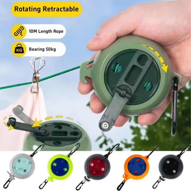 Heavy Duty Portable Retractable Clothesline 10m Nylon Rope for Travel Camping