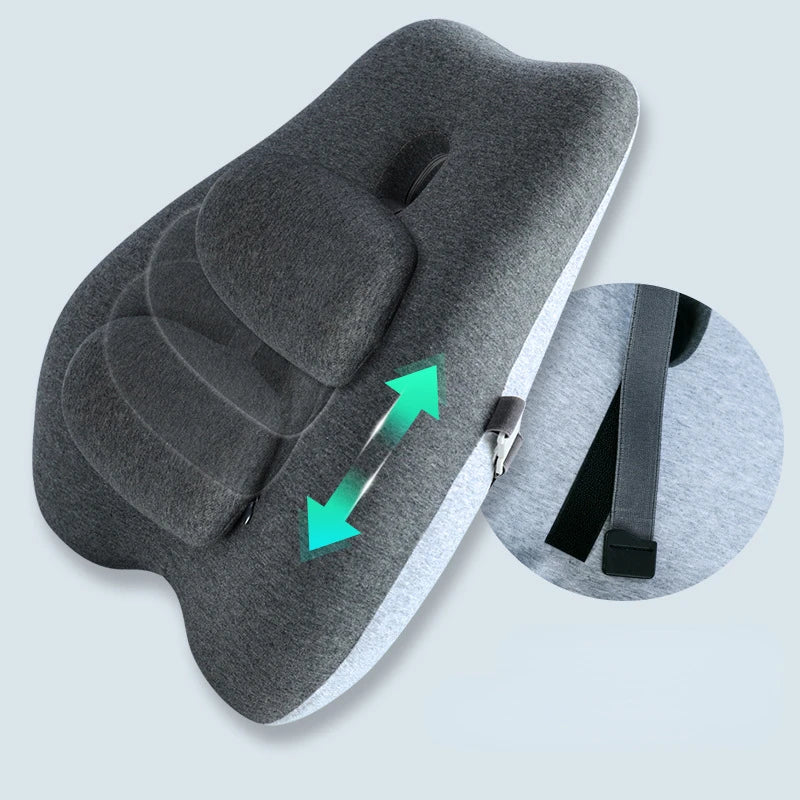 Adjustable Memory Foam Office Seat Back Pillow - Support Cushion for Lumbar & Comfort